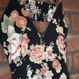 Open back floral maxi dress with slits